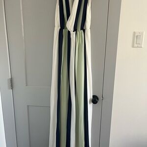 Striped Maxi Dress in Navy, White, and Green